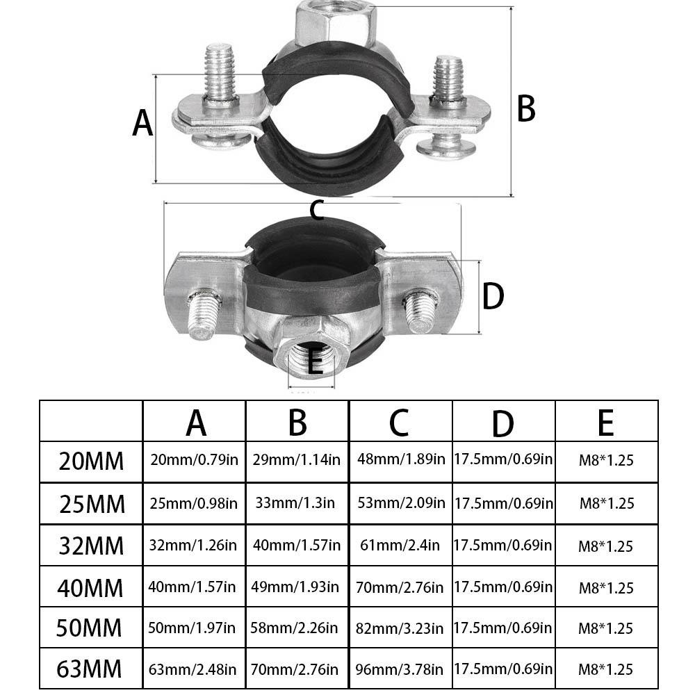 Fay แคลมป์ยึดท่อเหล็ก PVC M8 20 25 32 40 50 63 มม. 2 ชิ้น - รูปที่ 7
