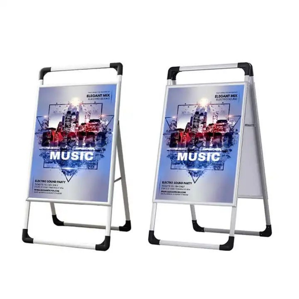 ป้ายโฆษณาสินค้าแบบ1ด้านและแบบ2ด้านขนาด60*80 A Frame Aluminum Display Stands Custom Sign Portable Out