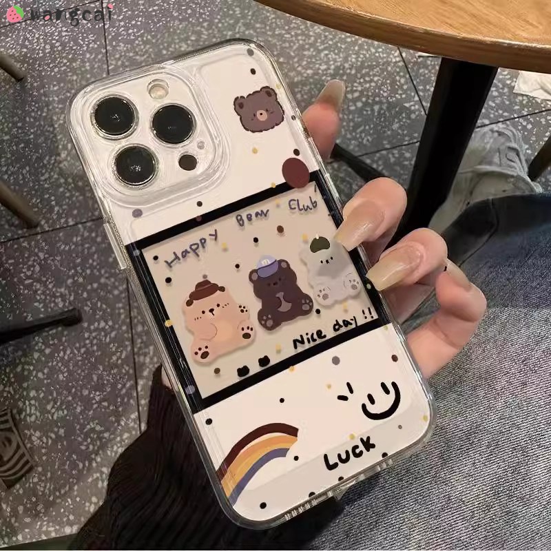 เคสโทรศัพท์มือถือ ซิลิโคนนุ่ม ลายการ์ตูนหมีปีใหม่ สีรุ้ง สําหรับ Vivo V29 V27 V25 V23 V20 Pro V27e V23e V21 4G 5G V21s V17 Neo V15