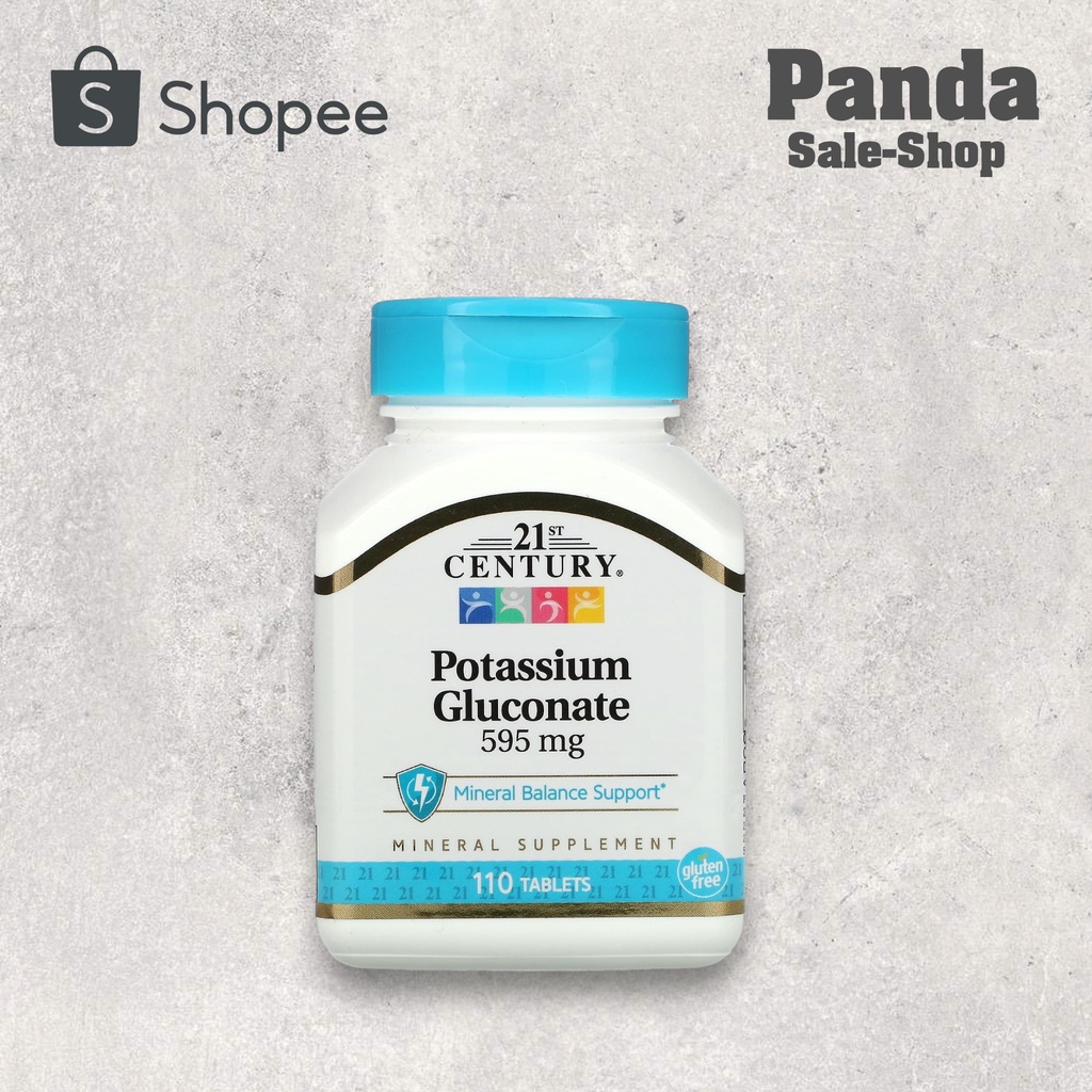 📢พร้อมส่ง 🔔  21st Century Potassium Gluconate, 595 mg, 110 Tablets