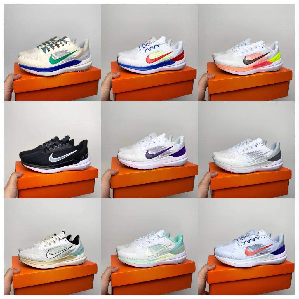 ♞,♘,♙【9 Colorways】Nike Zoom Winflo 9 Breathable Casual Running Shoes For Women&amp;Men