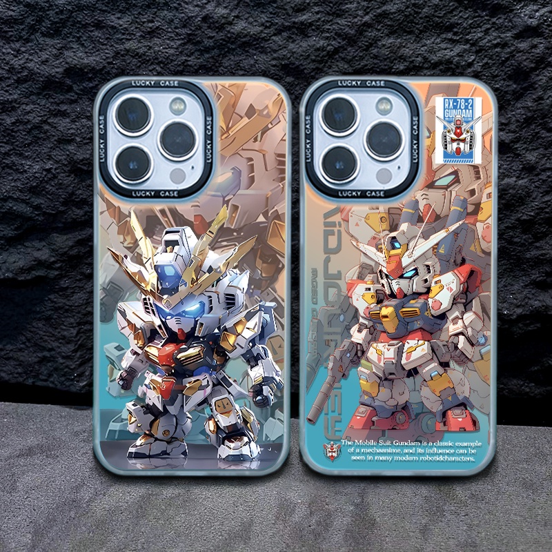 พร้อมส่งในไทย👍กลไก Gundam เหมาะสำหรับ เคสไอโฟน12/11 iphone15/14/13 pro max เทรนด์8/7/xr/xs สีออโรร่า TPU โปร่งแสง case