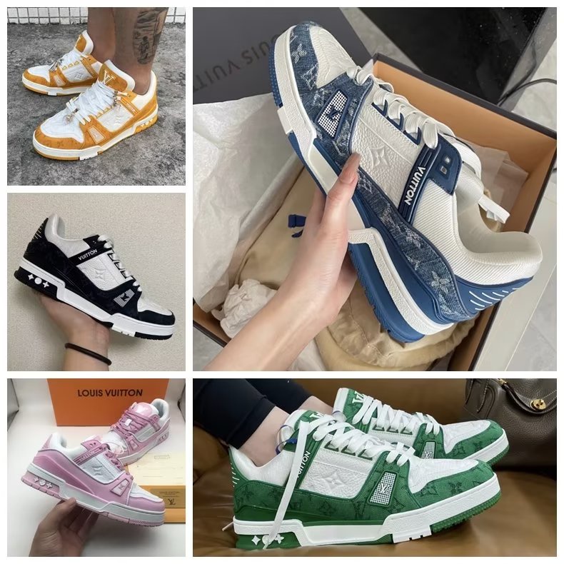 ♞,♘Louis Vuitton Casual  Men and Women Sneakers Outdoor Breathable LV Trainer uple Student Shoes Lo