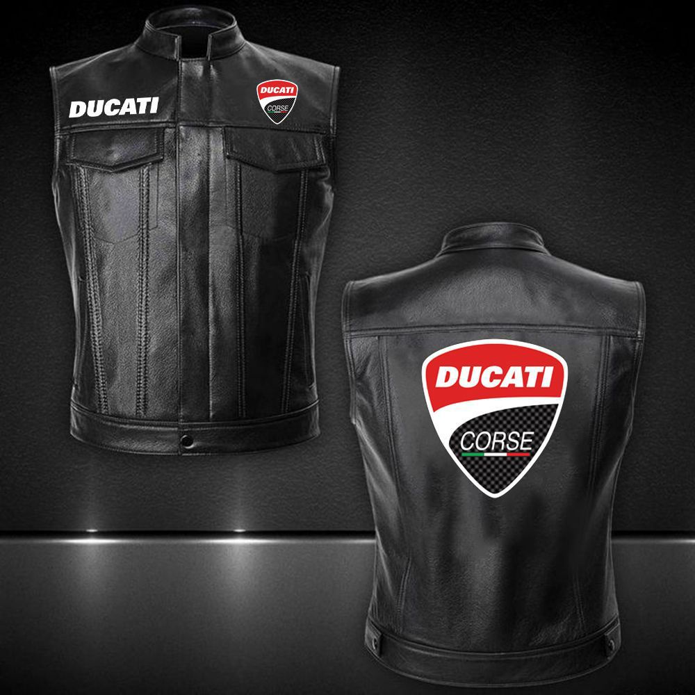 เสื้อแจ็กเก็ตหนัง pu พิมพ์ลายโลโก้ Ducati สําหรับขี่รถจักรยานยนต์