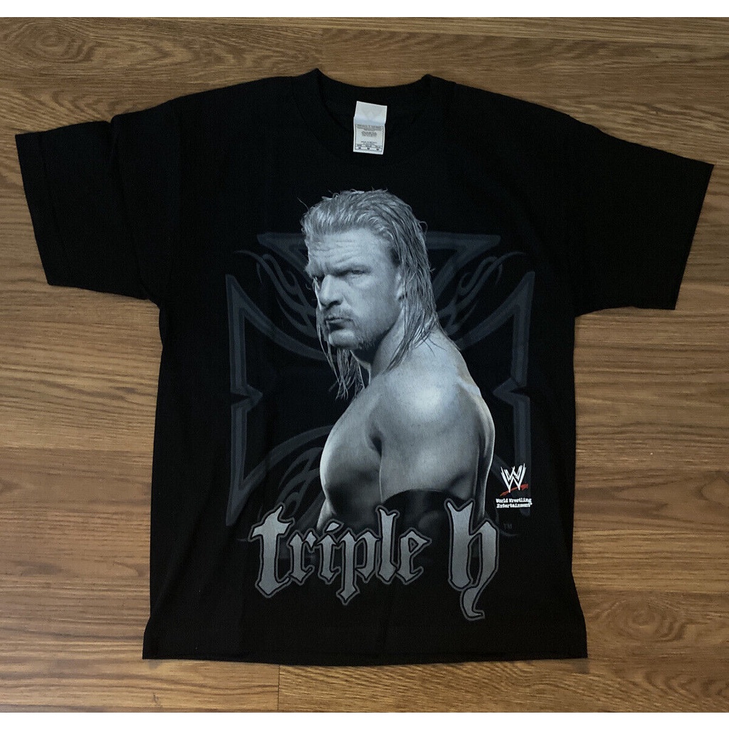แฟชั่น เสื้อยืดลําลอง แขนสั้น พิมพ์ลาย Triple H Tee Medium Wrestling WWF WWF WCW D-Generation X Chyn