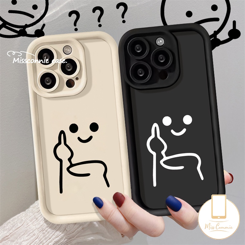 ตลกสาย Expression Matchstick Man คู่สําหรับ IPhone 16 11 15 14 13 12 Pro Max 7Plus X XR 16 8 7 6S 15 6 Plus XS Max SE 2020 แบรนด์อินเทรนด์ Angel Eye Soft Case
