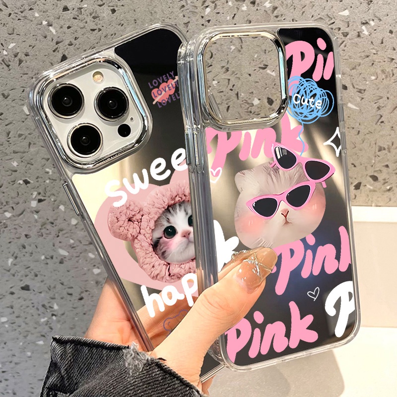 COD INS Case For เคส iPhone 16 11 13 15 14 12 17 Pro Max เคสไอโฟน 11pro Cute Cat กรณีโทรศัพท์มือถือชุบกระจก แมวระเบิด