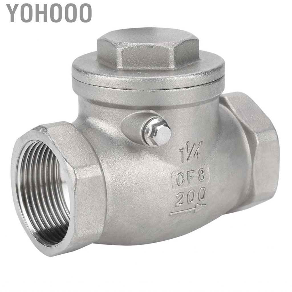 Yohooo Water Valve DN32 Stainless Steel One Way Swing Check Female Thread 200PSI