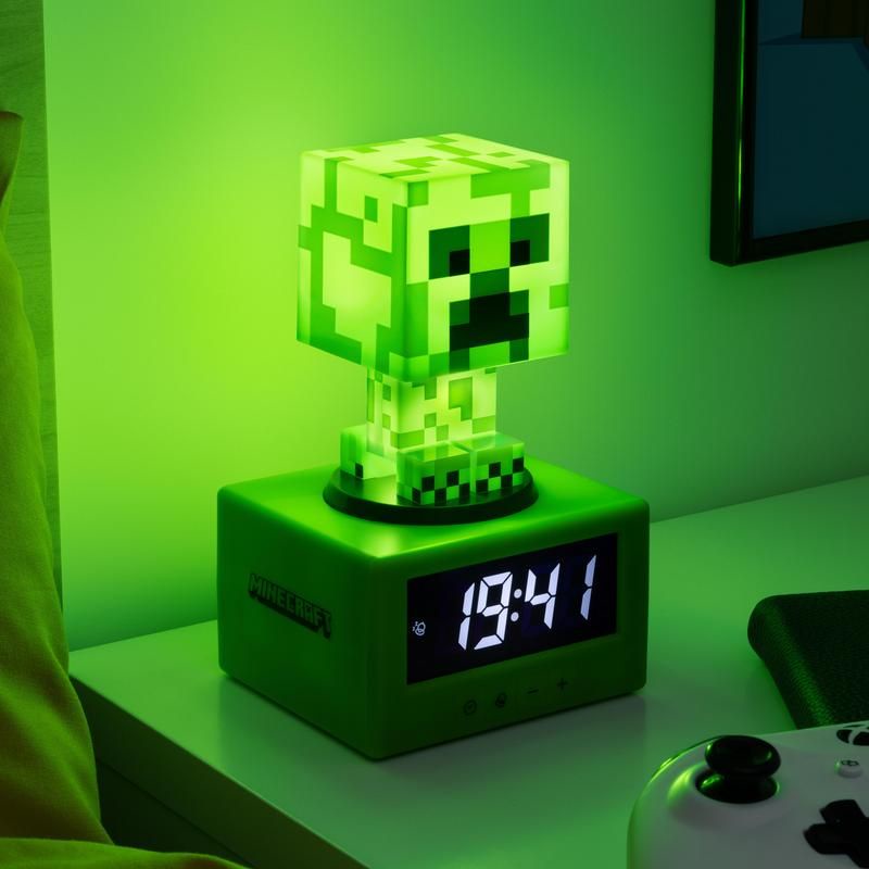 นาฬิกาปลูก Minecraft ครีปเปอร์ 16cm Creeper Glowing Alarm Clock