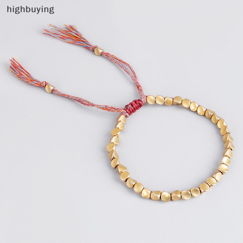 [highbuying] ทิเบต ถัก นิตติ้ง ทองแดง ลูกปัด โชคดี เชือก สร้อยข้อมือ กําไลข้อมือ เครื่องประดับ Unisex พร้อมส่ง