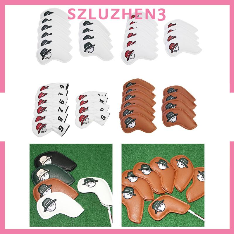 [Szluzhen3] 10x Golf Club Covers PU Leather Sleeve Golf Iron Headcovers