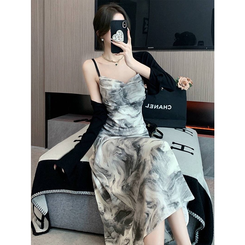 prom dress ยาว เดรสสายเดี่ยวลายดอกไม้ รัดรูปผู้หญิง ไปทะเล เกาะอก คนอ้วน โชว์หลัง แฟชั่น