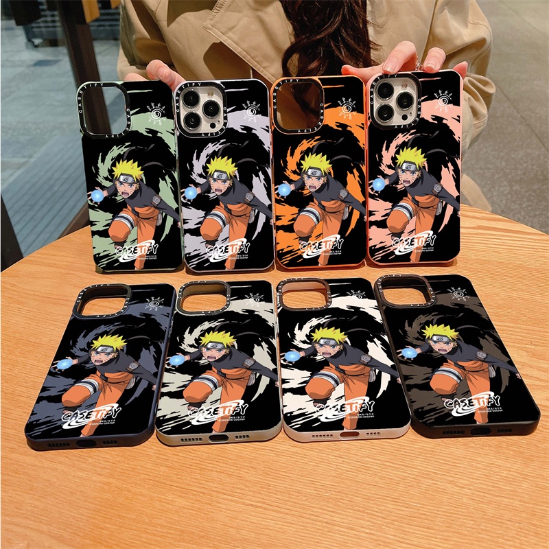 Casetify X เคสโทรศัพท์มือถือ ซิลิโคนนิ่ม ลายนารูโตะ สีดํา ขาว ม่วง น้ําเงินเข้ม ชมพู ส้ม เขียว เทา สําหรับ iPhone 15 14 Pro Max