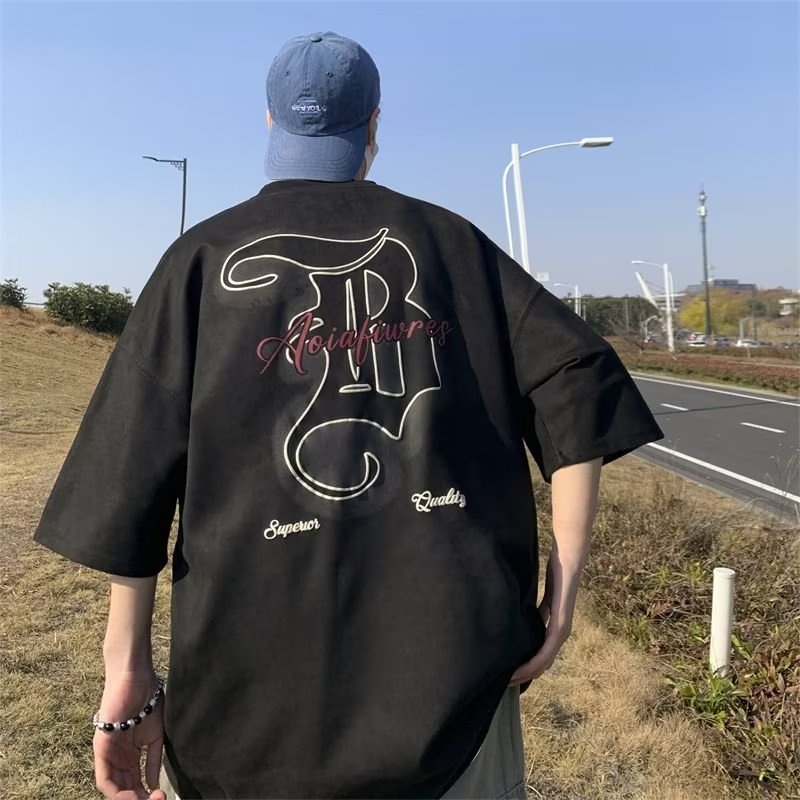【 M-8xl 】เสื้อยืดแขนสั้น พิมพ์ลายตัวอักษรอเมริกัน ทรงหลวม โอเวอร์ไซซ์