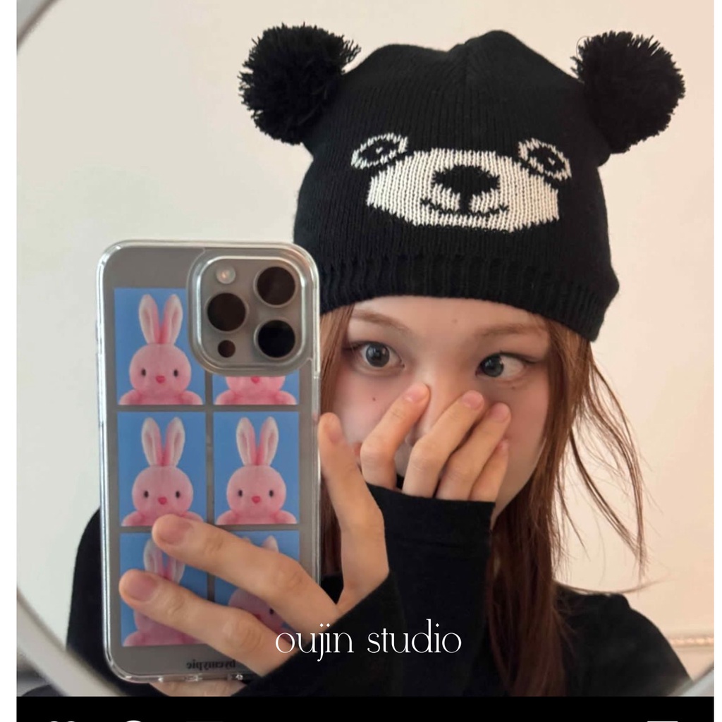 เคสโทรศัพท์มือถือนิ่ม แบบใส ลายการ์ตูนกระต่ายน่ารัก สีชมพู สไตล์เกาหลี สําหรับ 15pro 14promax 13 12 11