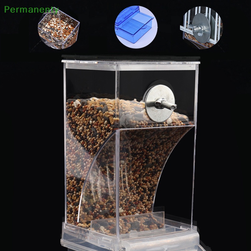 Permanenty กล่องอาหารนกแก้วอัตโนมัติ แบบแขวน สีโปร่งใส สําหรับกรงนกแก้ว