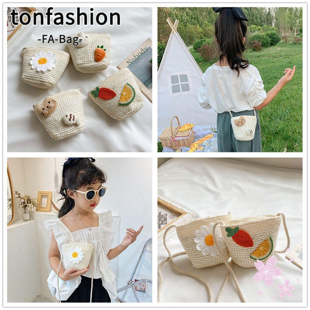 Tonfashion กระเป๋าสะพายไหล่ ลายการ์ตูนกระต่าย ดอกไม้ สําหรับเด็กผู้หญิง