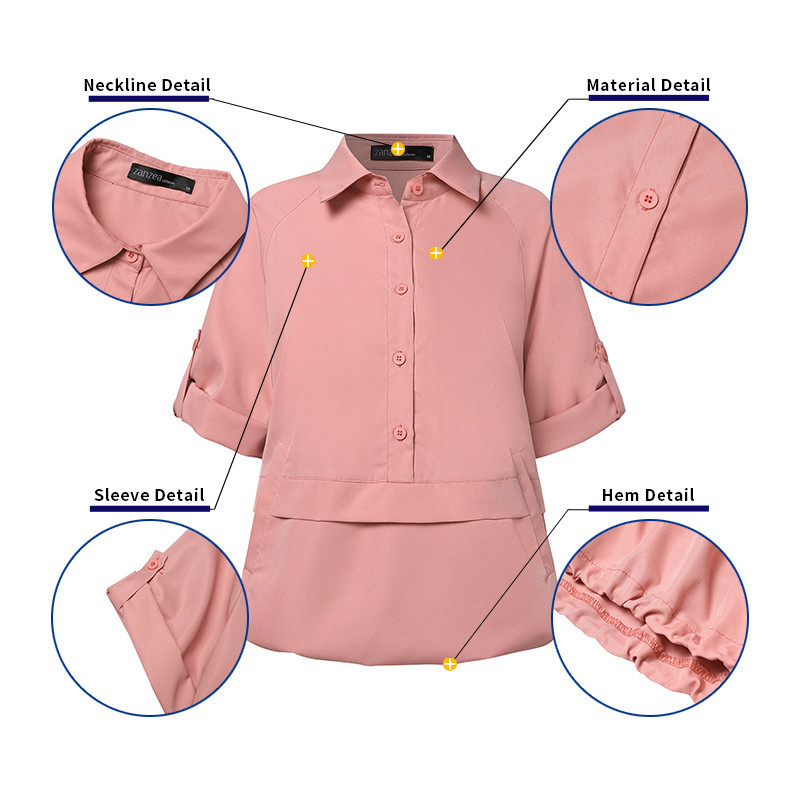 Zanzea เสื้อเชิ้ต แขนสั้น ลําลอง กระดุม สีพื้น สไตล์เกาหลี สําหรับผู้หญิง - รูปที่ 5