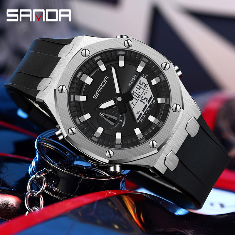 Sanda Oak นาฬิกาข้อมืออิเล็กทรอนิกส์ กันน้ํา อเนกประสงค์ สําหรับผู้ชาย SD3309-2