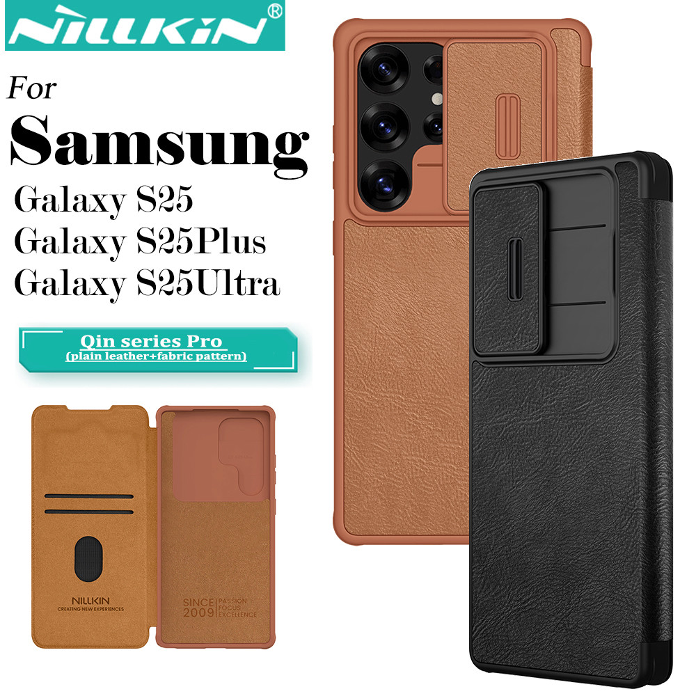 เคสหนังฝาพับ Samsung Galaxy S25 ultra S25 plus S25 Nillkin Qin Pro สไลด์กันเลนส์กล้อง Nillkin (แท้)