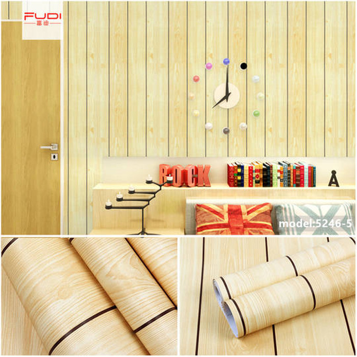 W56 สติ๊กเกอร์วอลเปเปอร์ไม้โมติฟสีเหลือง