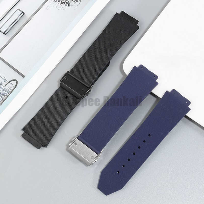 19x25 มม.สายนาฬิกาซิลิโคนสําหรับ Hublot Big Bang Classic Fusion Strap Soft Stripe สร้อยข้อมือยาง 22 มม.หัวเข็มขัดพับ