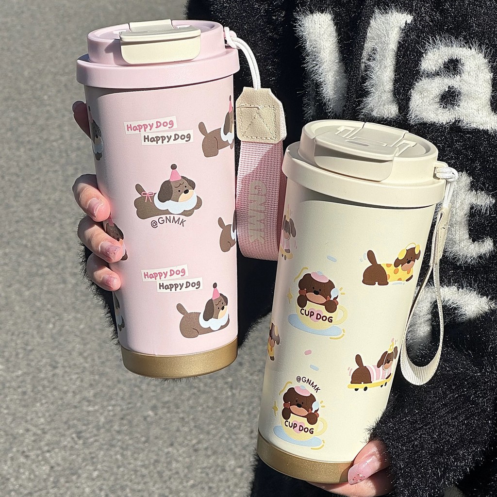 XIAOJU แก้วสแตนเลสเกรด 304 เคลือบเซรามิก แก้วกาแฟ เก็บอุณหภูมิได้ ทั้ง ร้อน & เย็น ขนาด 550ml พร้อมกรองชาในตัว