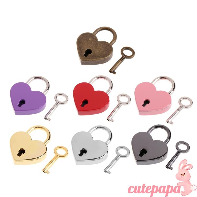 Cutep Metal สําหรับล็อค Mini Love Padlock Vintage Heart Shape Lock พร้อมสําหรับ Key Dura