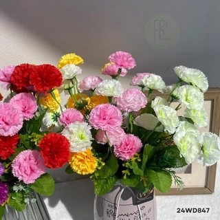 คาร์เนชั่นทูโทน 6 ก้าน 12 ดอก ดอกไม้ประดิษฐ์ ขนาดความยาว35cm.หน้าดอก5cm.