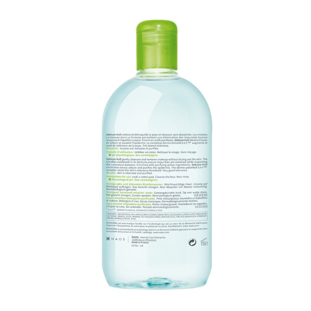 BIODERMA ไบโอเดอร์มา ซีเบี่ยม เอชทูโอ เมคอัพ รีมูฟเวอร์ คลีนซิ่ง วอเตอร์ 500 มล. - รูปที่ 3