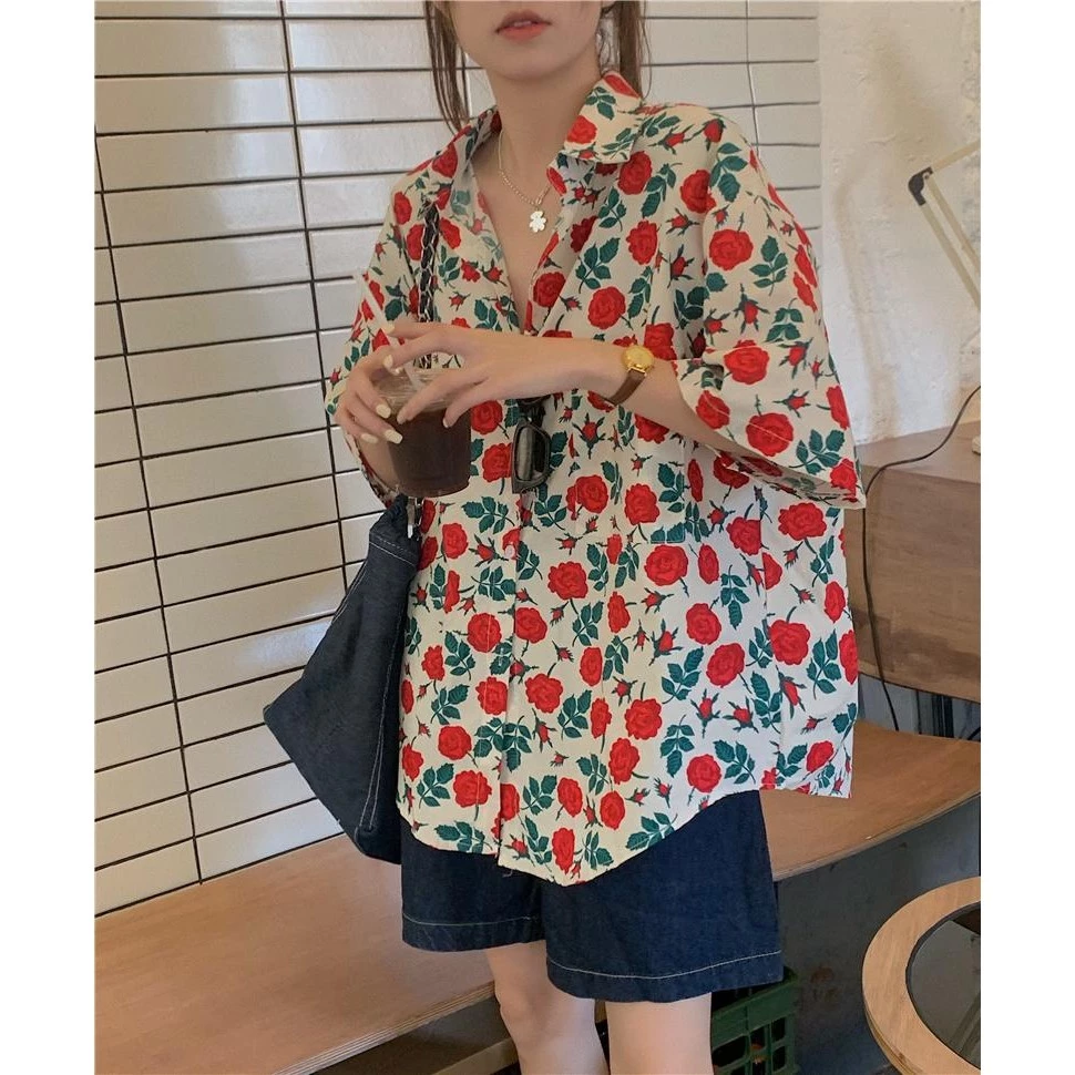 mimi&didi เสื้อเชิ้ตฮาวายลายดอกไม้แขนสั้น สไตล์เกาหลี W339 thumbnail 9