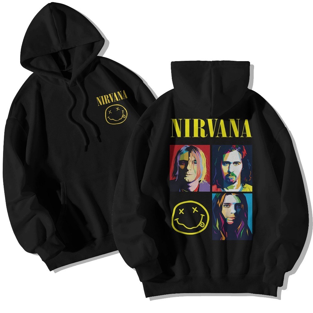 M-3XL เสื้อฮู้ด เสื้อแจ็คเก็ตเสื้อกันหนาว Hoodie ผู้ชายผู้หญิงจัมโบ้ Oversize Band Nirvana