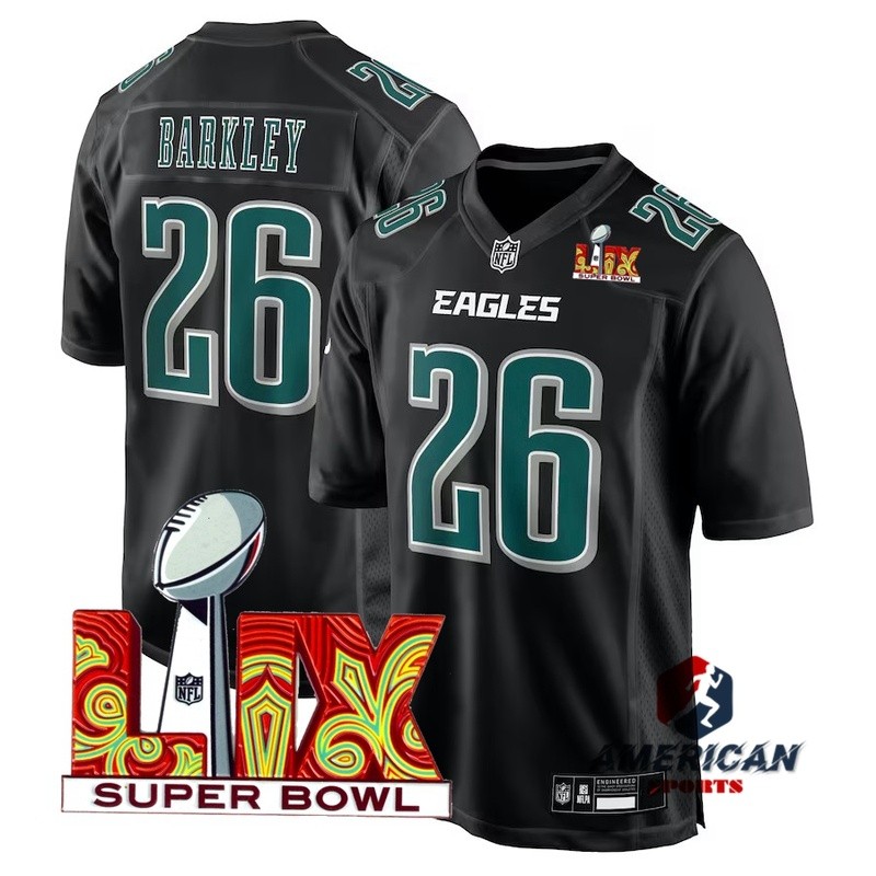 2025 Super Bowl LVX Mens Philadelphia Eagles Saquon Barkley Black Limited American Football Jersey