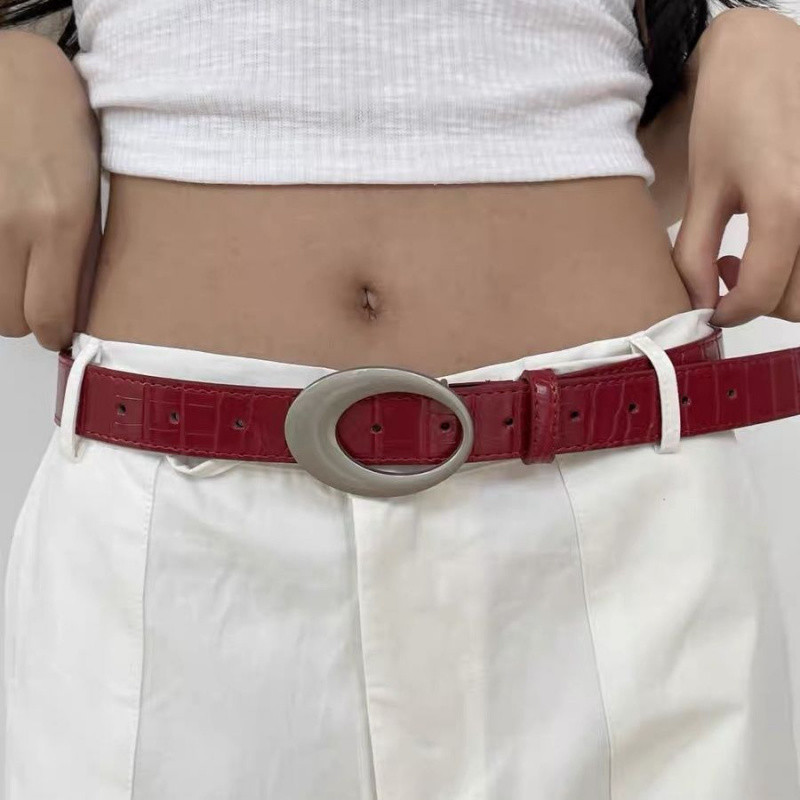 American Retro Belt Female Red Fashion Simple y2k