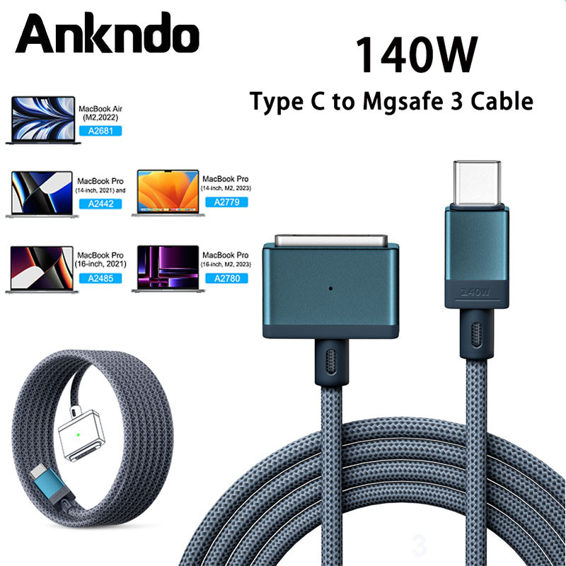 ประเภท C ถึง Magsafe 3 สายชาร์จแม่เหล็กแล็ปท็อปสายชาร์จ Converter PD 140W สําหรับ Mac/-Book Air/Pro A2442 A2485 A2681