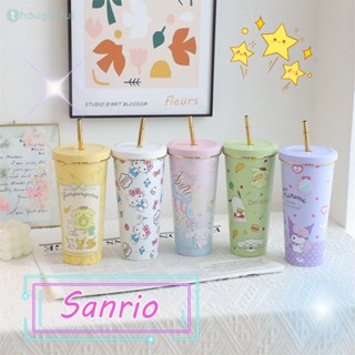 750ml Sanrio Disney Thermos Cup 304 วัสดุสแตนเลสการ์ตูน Cinnamoroll Kuromi ความจุขนาดใหญ่สูญญากาศถ้วยดูดสองชั้นของขวัญ TH