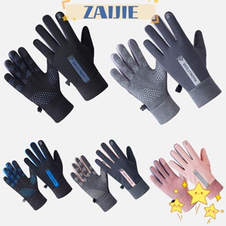 Zaijie24 ถุงมือกีฬา ฤดูหนาว กันลื่น หน้าจอสัมผัส กันลม