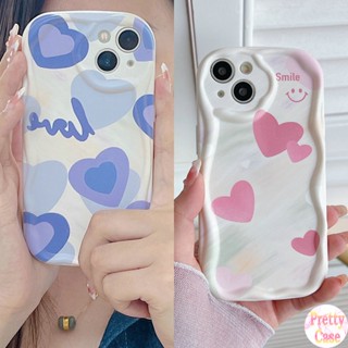 เคสโทรศัพท์มือถือแบบนิ่ม ลายหน้ายิ้ม หัวใจ สีฟ้า ชมพู สําหรับ Samsung Galaxy A02S A03S A04S A13 A14 A31 A32 A33 A34 A20S A30S A21S A22 A23 A24