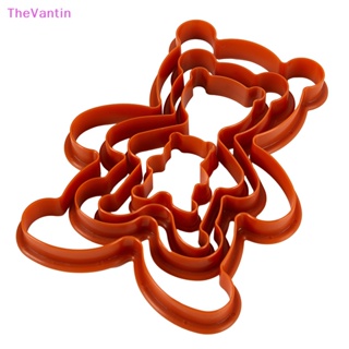 Thevantin แม่พิมพ์พลาสติก รูปหมี 3D สําหรับตกแต่งเค้ก บิสกิต ฟองดองท์ คุกกี้ เบเกอรี่ DIY 4 ชิ้น