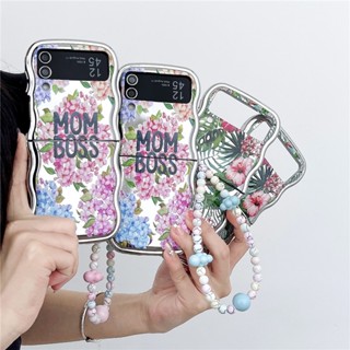 เคสโทรศัพท์มือถือ TPU นิ่ม กันตก ป้องกัน ลายการ์ตูนคลื่นน่ารัก พร้อมสายคล้อง สําหรับ Samsung Galaxy Z Flip 5 Z Flip5 Flip Z 5