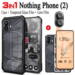 3 in 1 Nothing Phong (2) เคสโทรศัพท์มือถือ เซรามิค กันกระแทก กันรอยเลนส์กล้อง สําหรับ Nothing phone(2) 5G Nothing phone2