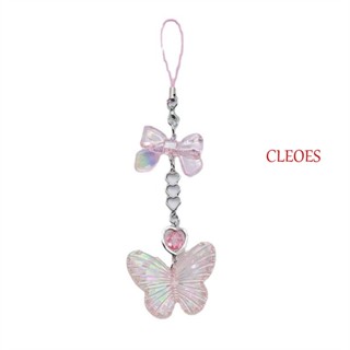 Cleoes สายโซ่คล้องโทรศัพท์มือถือ ประดับลูกปัด สีชมพู สําหรับเด็กผู้หญิง