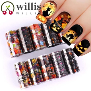 Willis สติกเกอร์ฟอยล์ ลายฟักทอง กะโหลกผี ฮาโลวีน สําหรับตกแต่งเล็บ DIY