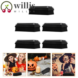 Willis กล่องพลาสติก พร้อมฝาปิด ถอดออกได้ สีดํา สําหรับใส่ลูกอม โมเดลฮาโลวีน