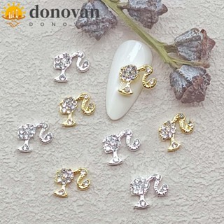 Donovan เครื่องประดับตกแต่งเล็บ รูปบาร์บี้ สีทอง สีเงิน DIY สําหรับเด็กผู้หญิง 5 ชิ้น ต่อชุด