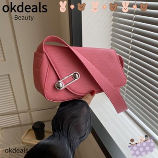 Okdeals กระเป๋าถือ กระเป๋าสะพายไหล่ สะพายข้าง หนัง Pu ความจุสูง สีพื้น สไตล์มินิมอล สําหรับสตรี