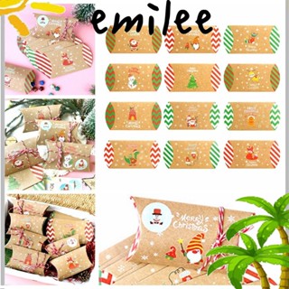 Emilee กล่องกระดาษบรรจุภัณฑ์ รูปซานตาคลอส เกล็ดหิมะ แฮนด์เมด DIY 24 ชิ้น