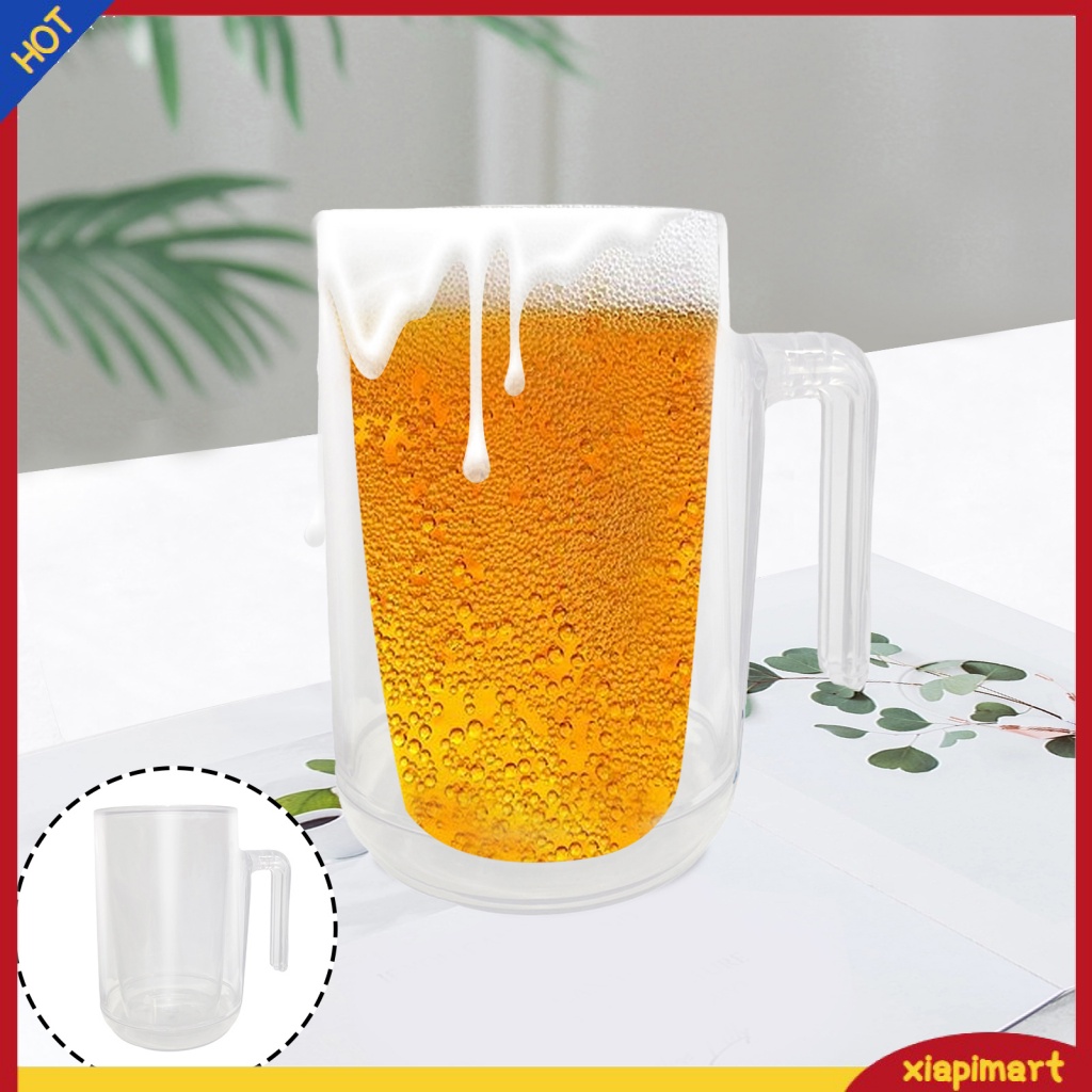 {xiapimart} แก้วเบียร์ แช่แข็ง แก้วเบียร์ แช่แข็ง พร้อมที่จับ เก็บเครื่องดื่มของคุณ แช่เย็น ไม่มีก้อนน้ําแข็ง ถ้วยแช่แข็ง พลาสติก สําหรับพินท์ที่สมบูรณ์แบบ