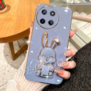 ใหม่ เคสโทรศัพท์มือถือนิ่ม ลายการ์ตูนกระต่ายน่ารัก 3D พร้อมขาตั้ง สีขาว สําหรับ Realme11 RealmeC51 Realme 11 C51 NFC 4G 5G 2023