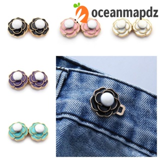 Oceanmapdz Jean Fit รัดรูป หัวเข็มขัด, ดอกคามิเลีย กระดุม เข็มกลัด กางเกง กระดุมรัดรูป, อินเทรนด์ โลหะผสม เอว คลิปยีน กระดุม สําหรับหลวม กางเกงยีน เอว อุปกรณ์เสริม